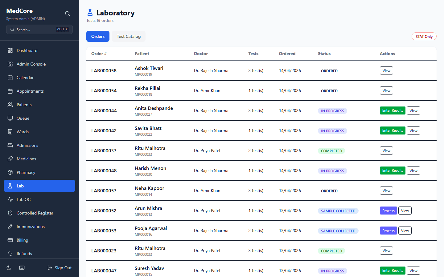 Lab orders + Levey-Jennings QC