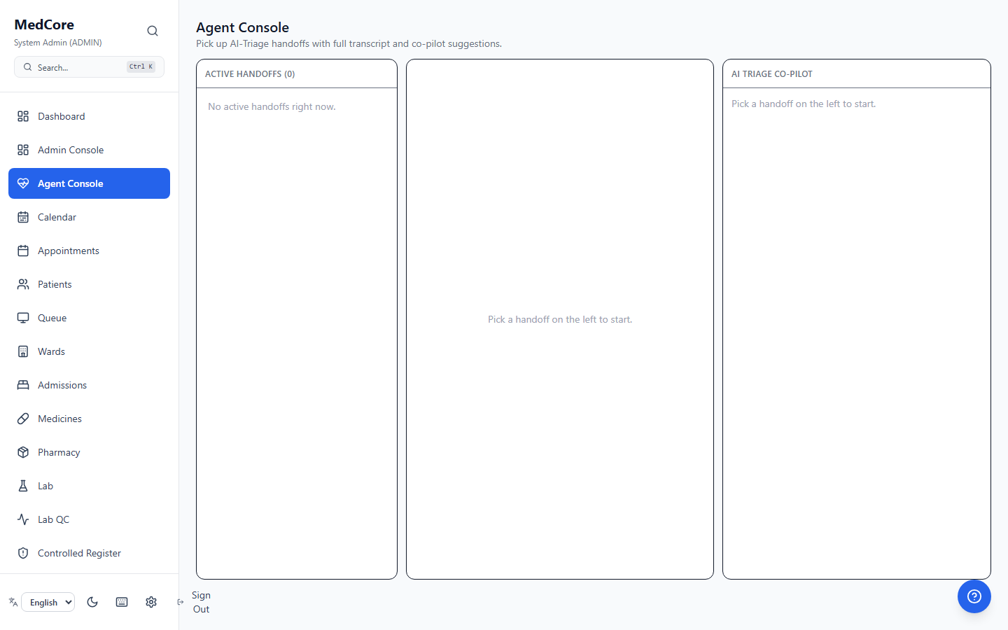 Real-time agent console